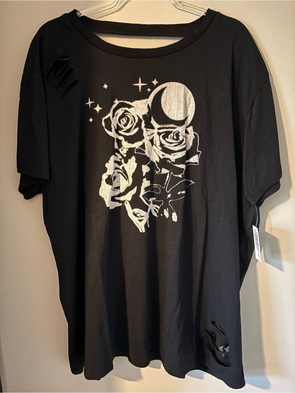 Torrid | New Vintage Style Cotton Destructed Tee Black Floral Distressed 2X